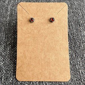 Amber Stud Earrings with Silver Details